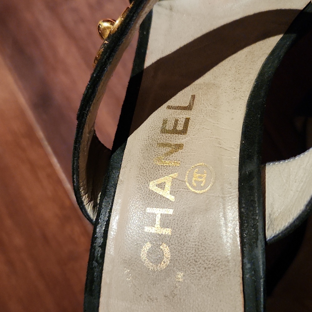 Chanel Black Suede Sandals Slides Mules Shoes 36 - Picture 6 of 8